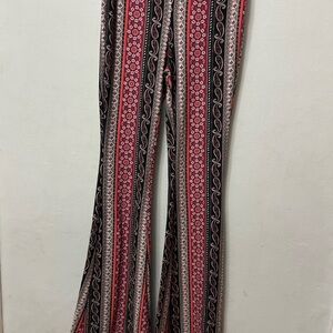 No Boundaries Red and Black Patterned Flare Pants